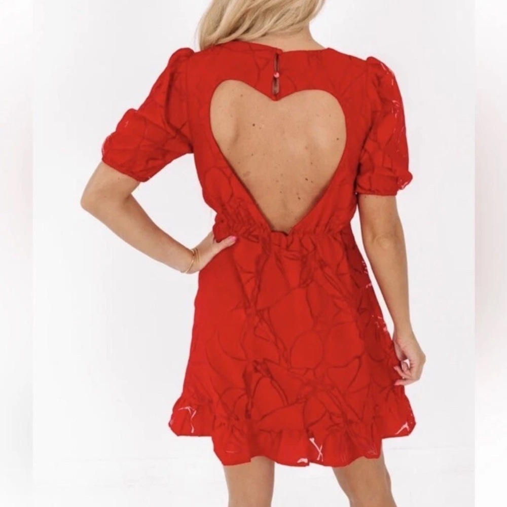 Storia Red Heart Cutout Mini Dress Size Large